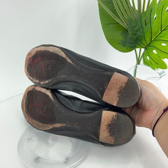 AGL Women Monika Ballet Flat Size 43.5 13.5 Black Leather Shoe Cap Toe Italy - Picture 10 of 13